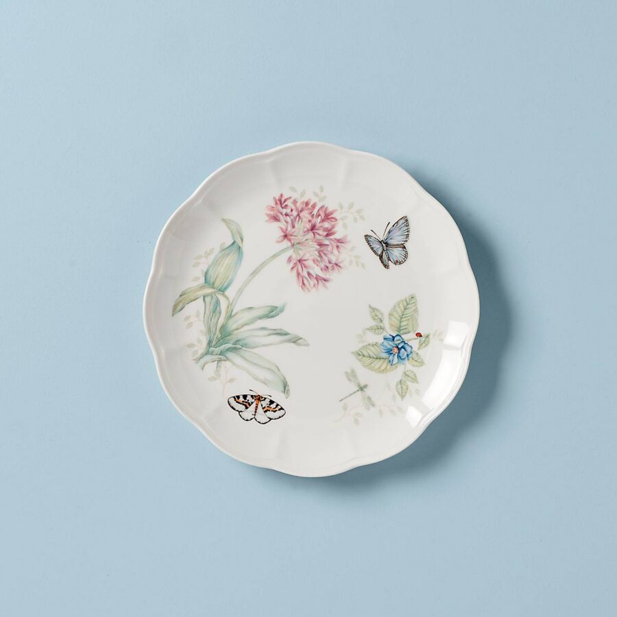 Blue Butterfly Scalloped Dinner Plate
