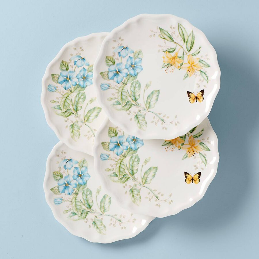 Shatterproof Garden Melamine Dinner Plates - Set of 4