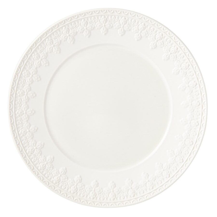 Matte White Floral Accent Plate