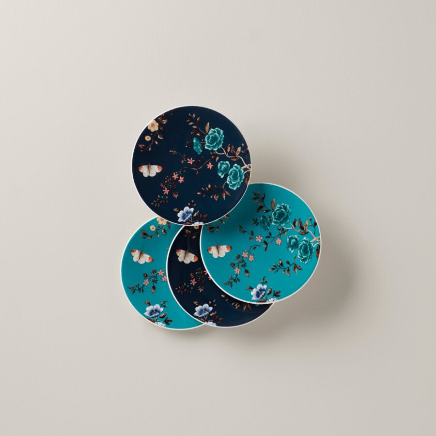 Botanical Butterfly Tidbit Plates - Set of 4