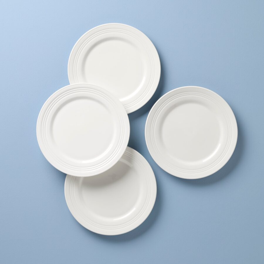 4-Degree Ribbed White Accent Plates - Set of 4