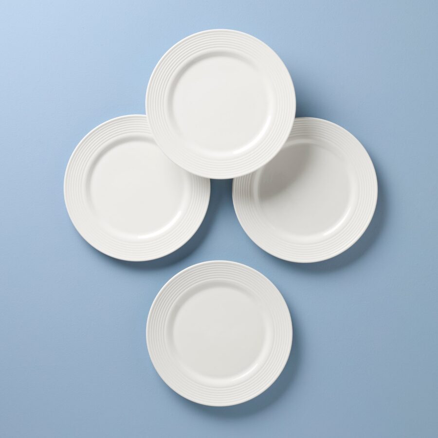 7-Degree Ribbed White Accent Plates - Set of 4