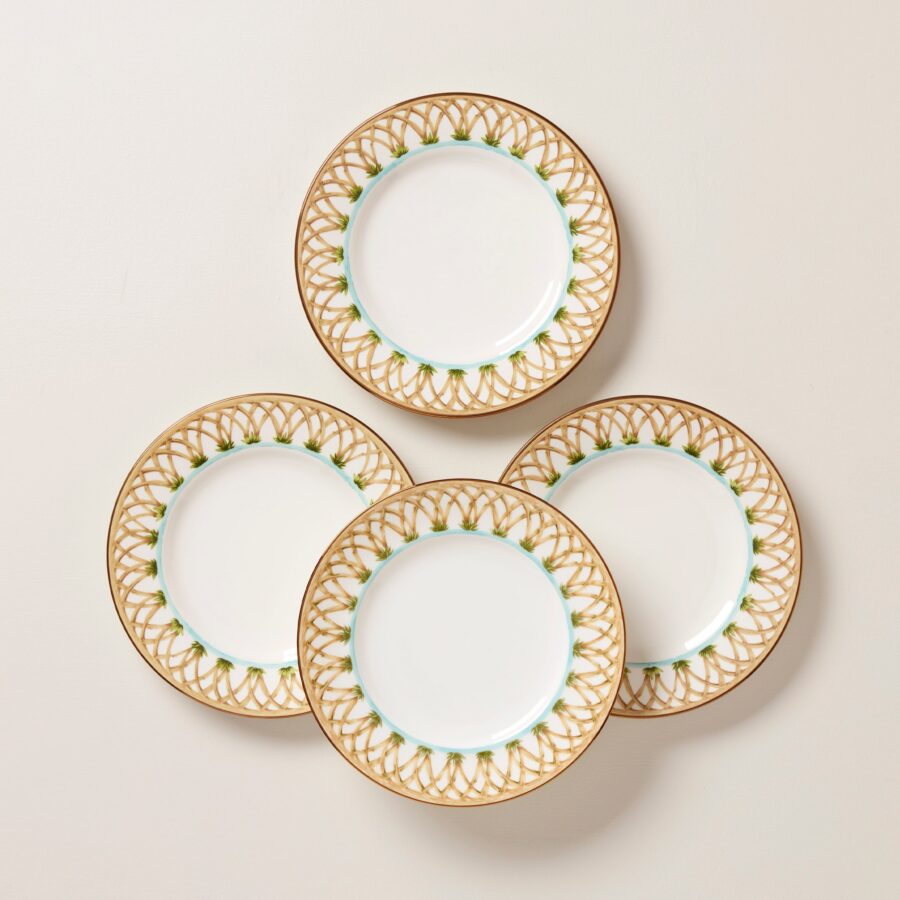 Palm & Bamboo Lattice Accent Plates - Set of 4