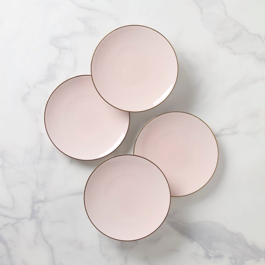 Blush Pink Gold Rim Coupe Salad Plates - Set of 4