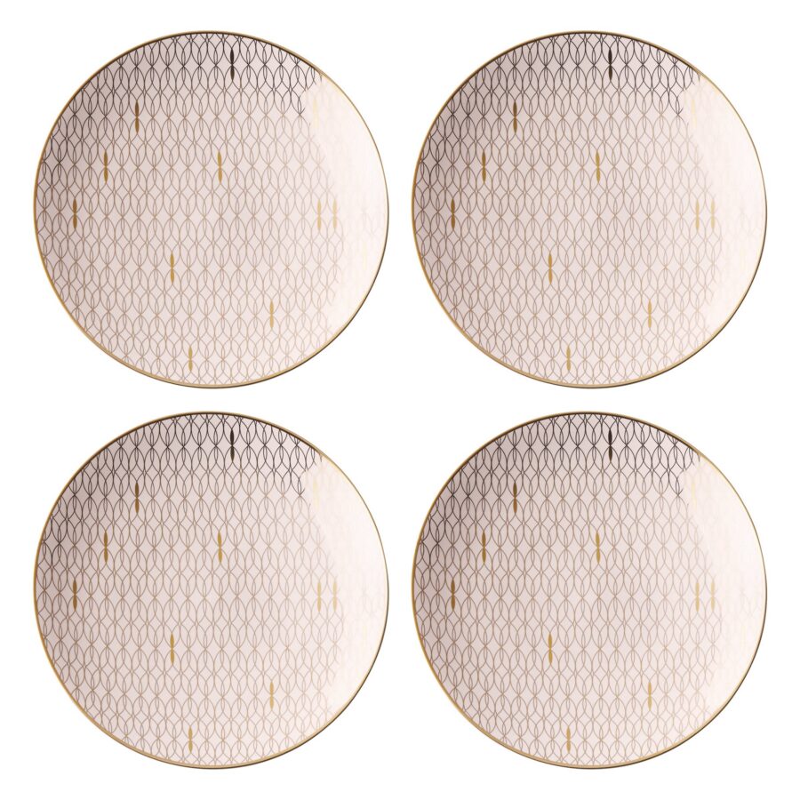 Blush Pink Geometric Gold Salad Plates - Set of 4