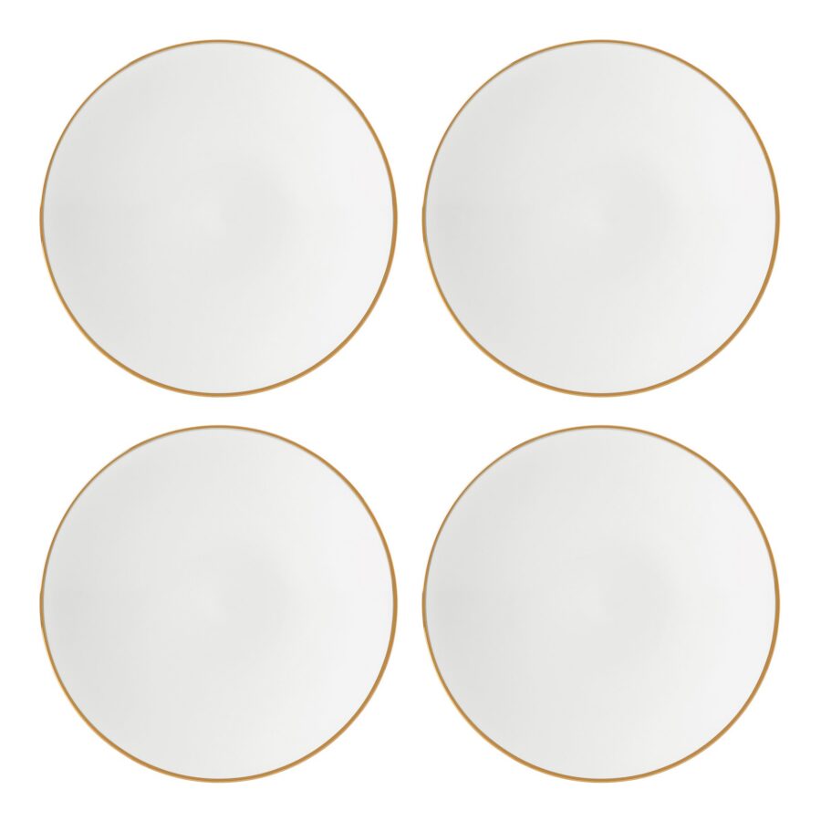 Warm Gold Rim Coupe Salad Plates - Set of 4