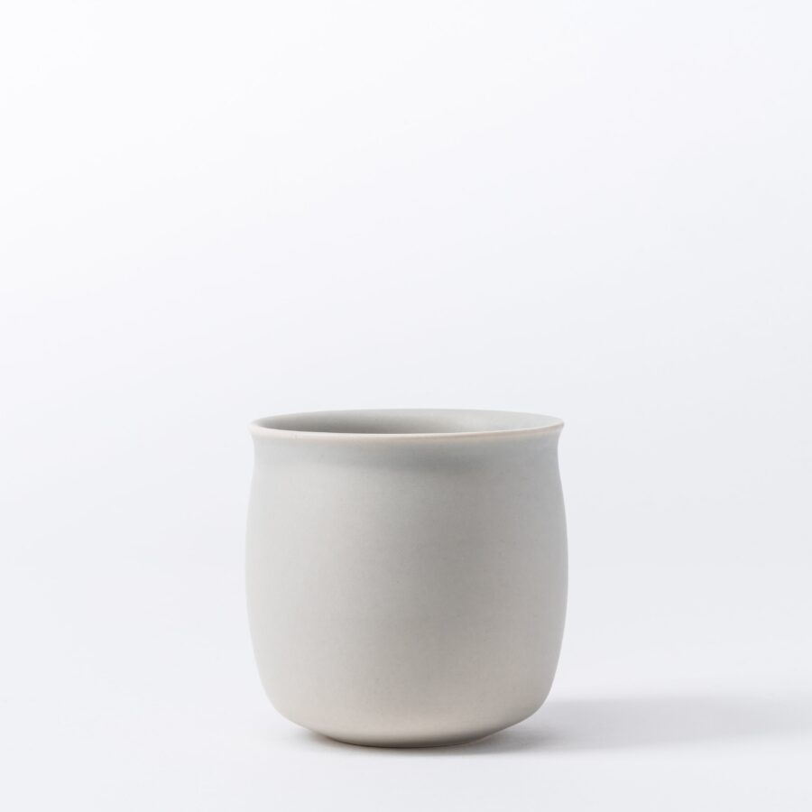 Set of 2 Medium Misty Grey Cups - Rounded Ceramic Tumblers
