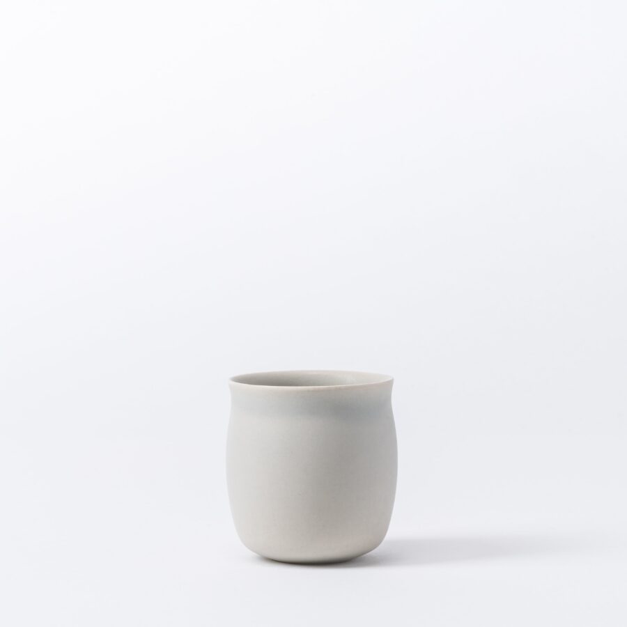 Set of 2 Small Misty Grey Tasting Cups - Rounded Ceramic Mini Set