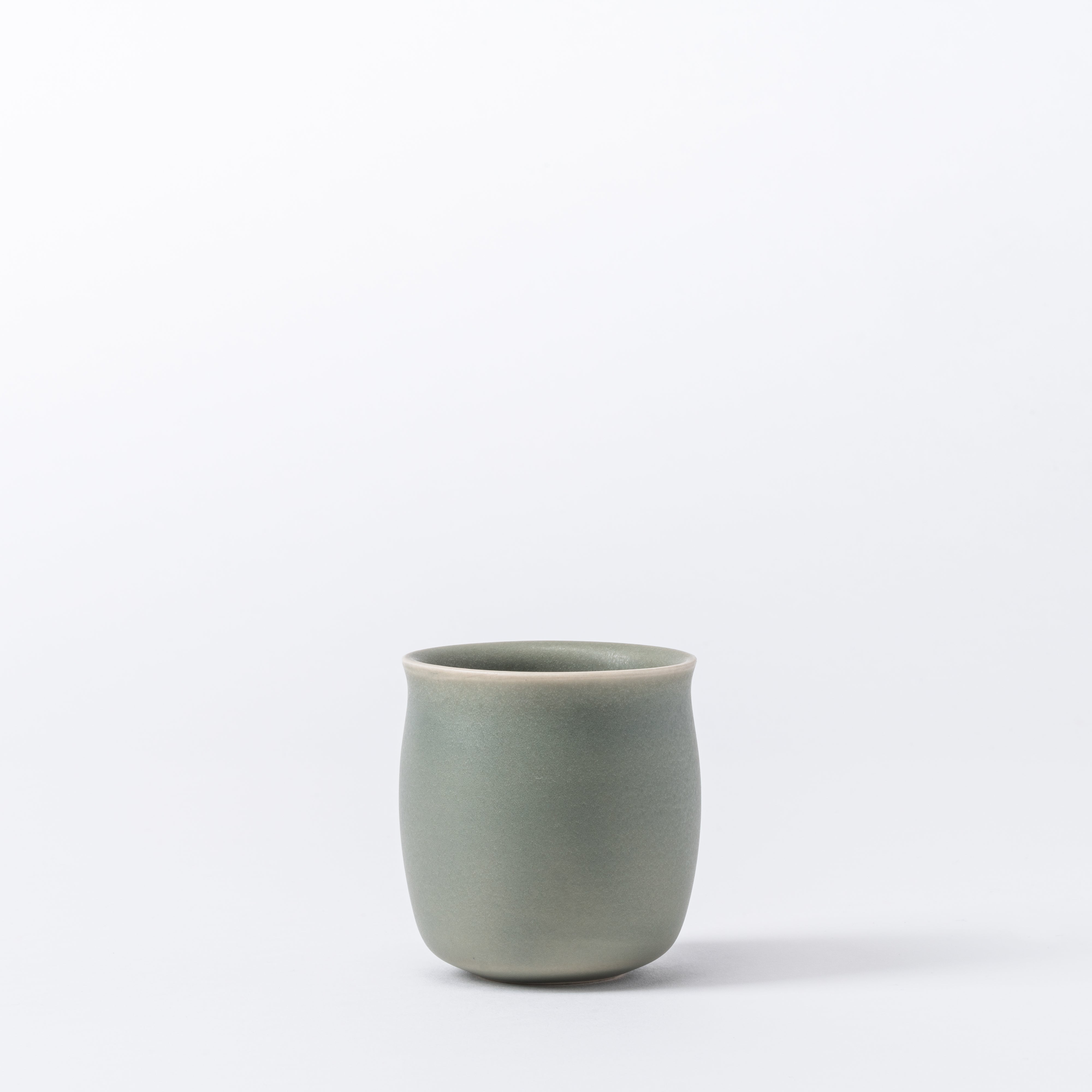 Set of 2 Small Olive Green Cups - Mini Ceramic Sippers